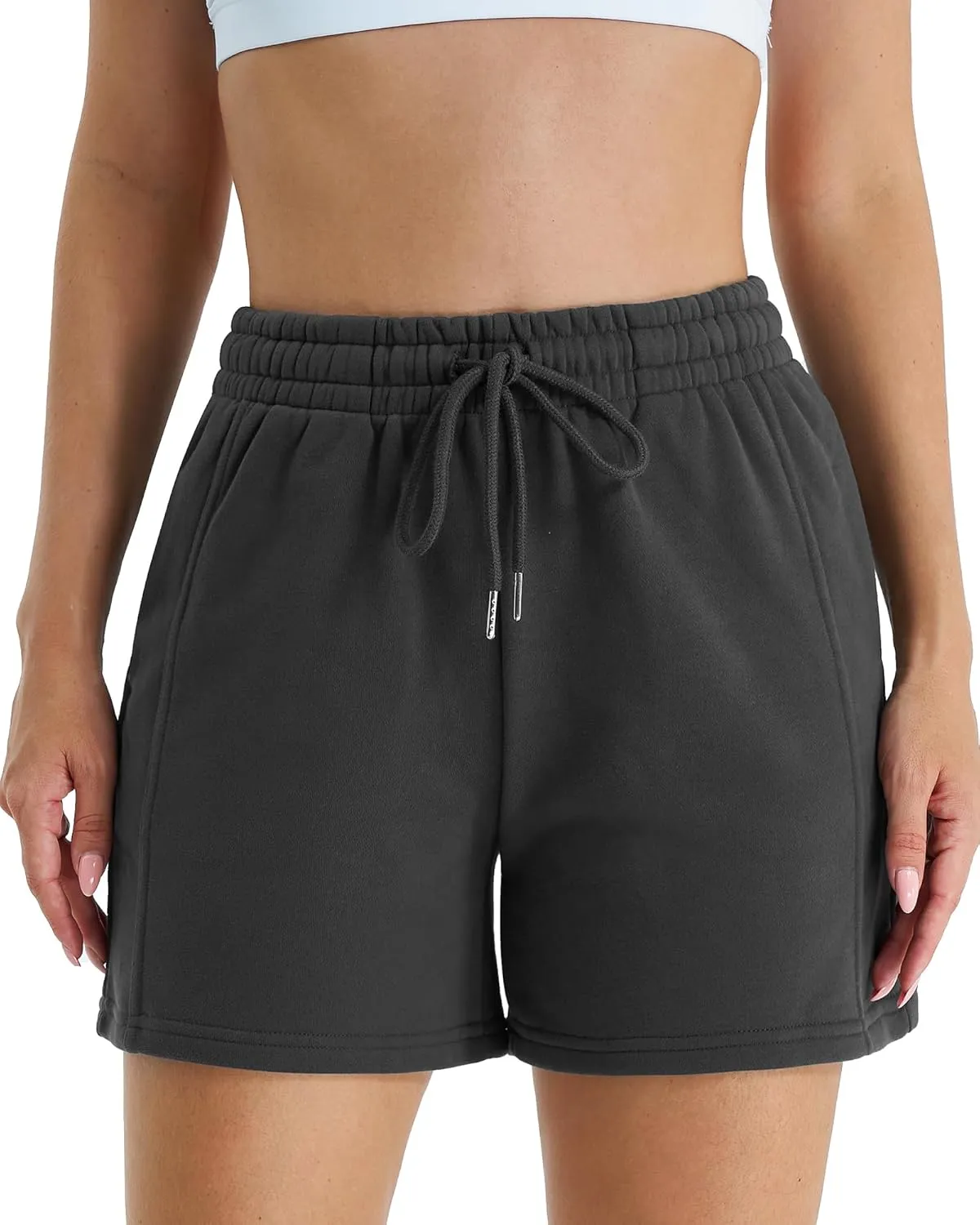 Stelle Women's Drawstring Sweat Shorts Comfy Elastic Shorts Workout Lounge Shorts with Pockets