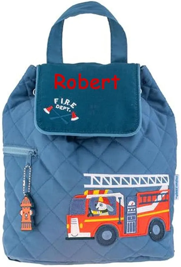 Stephen Joseph Kids Day Bag - Personalized Shoulder Bag - Fire Truck Quilted Tote - Back to School Travel Organizing Bag with Custom Name