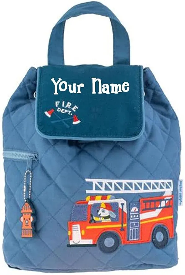Stephen Joseph Kids Day Bag - Personalized Shoulder Bag - Fire Truck Quilted Tote - Back to School Travel Organizing Bag with Custom Name