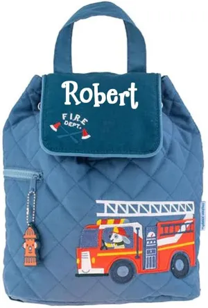 Stephen Joseph Kids Day Bag - Personalized Shoulder Bag - Fire Truck Quilted Tote - Back to School Travel Organizing Bag with Custom Name