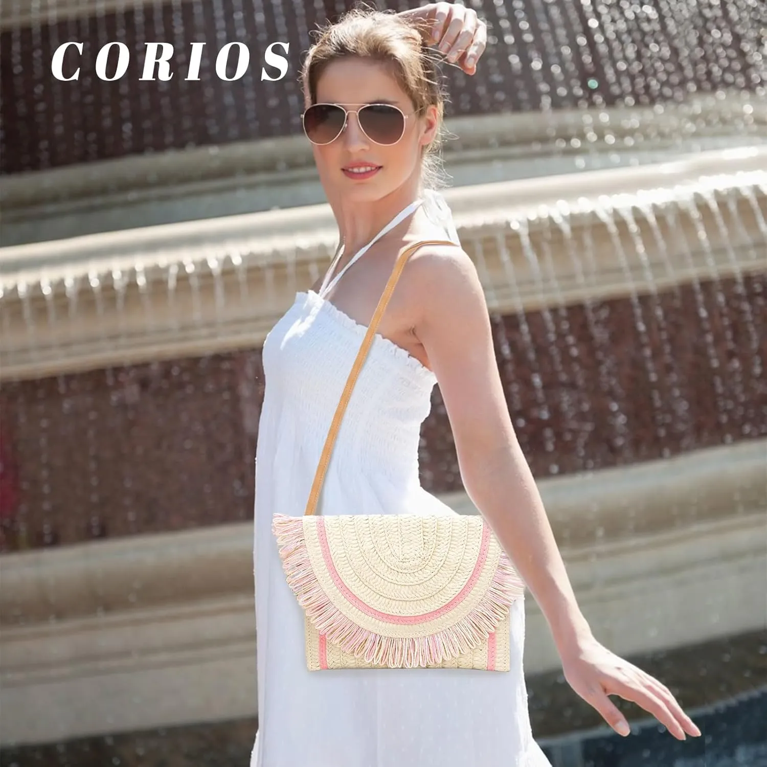 Straw Shoulder Bag for Women Handwoven Rattan Purse Summer Beach Bag Bohemian Tote Bag Crossbody Bag Envelope Clutch