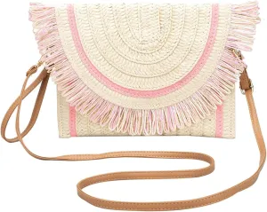 Straw Shoulder Bag for Women Handwoven Rattan Purse Summer Beach Bag Bohemian Tote Bag Crossbody Bag Envelope Clutch