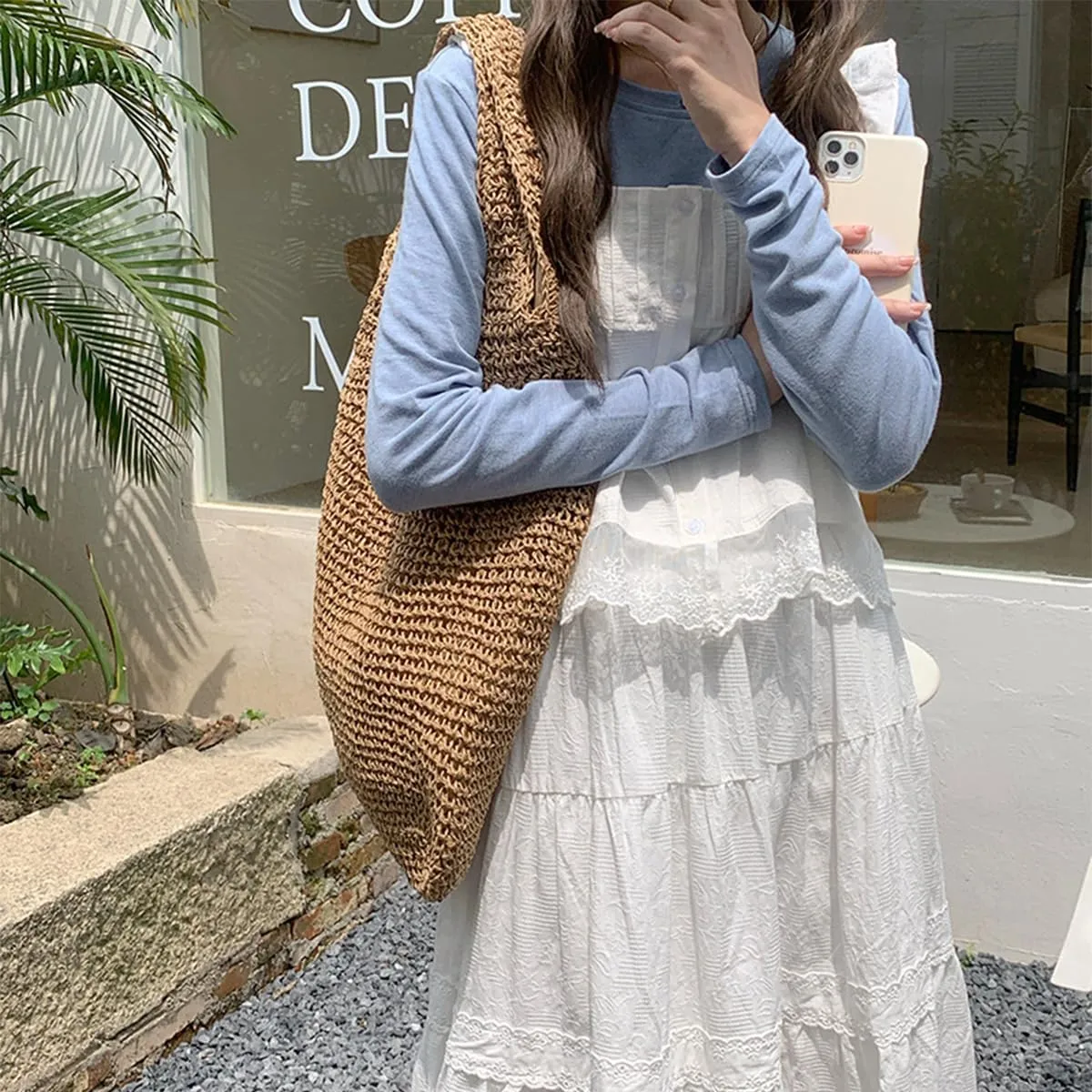 Straw Travel Beach Tote Bag for Women Large Woven Foldable Shoulder Handbags Purse for Summer Vacation