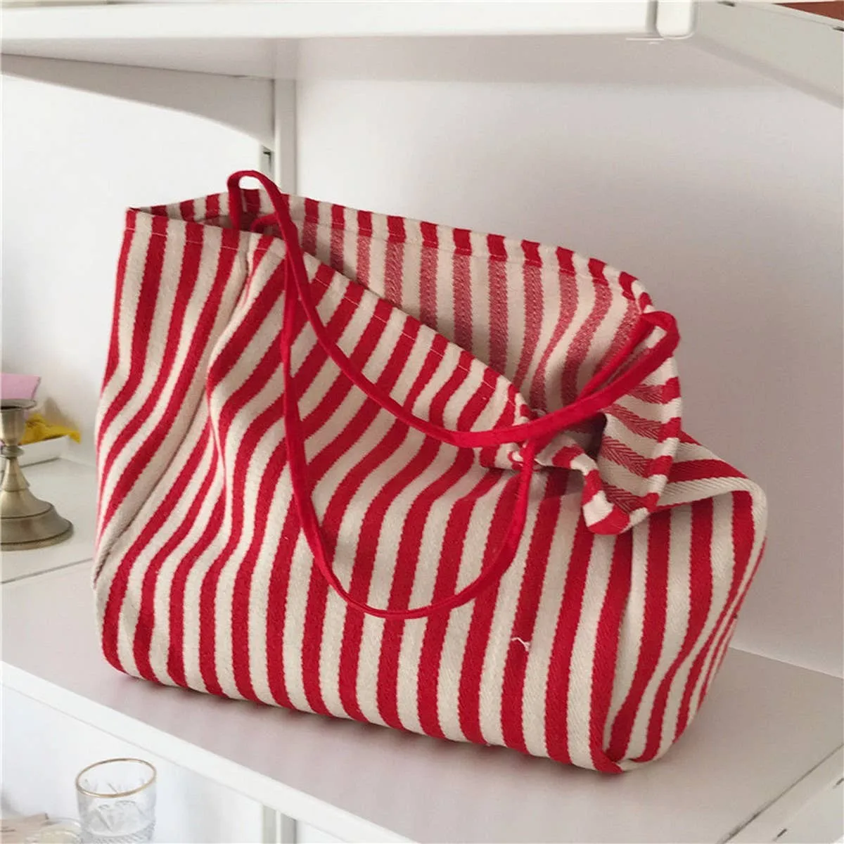 Striped Shoulder Canvas Bag