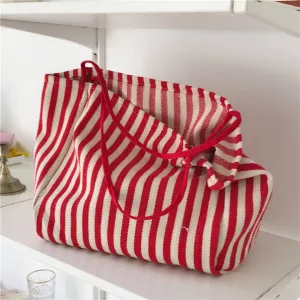 Striped Shoulder Canvas Bag