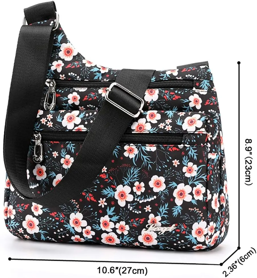 STUOYE Nylon Multi-Pocket Crossbody Purse Bags for Women Travel Shoulder Bag