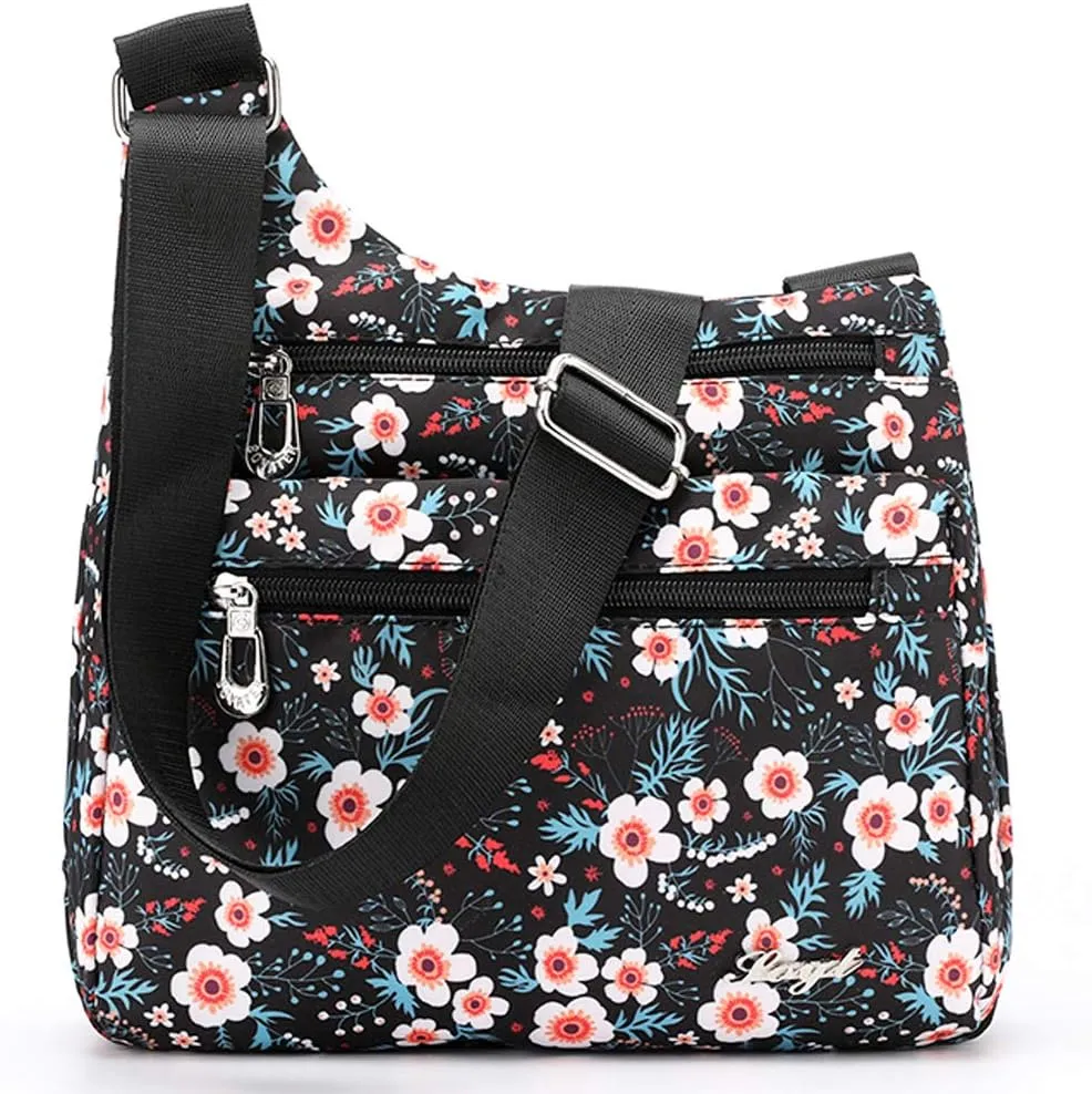 STUOYE Nylon Multi-Pocket Crossbody Purse Bags for Women Travel Shoulder Bag