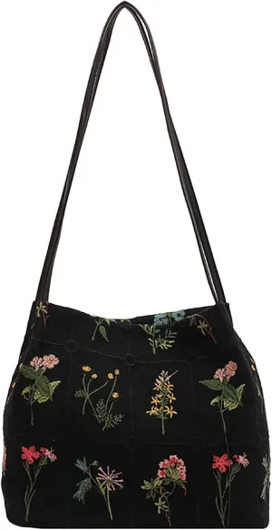 Stylish Large Capacity Embroidered Tote Bag for Women Trendy Shoulder Bag with Exquisite Embroidery