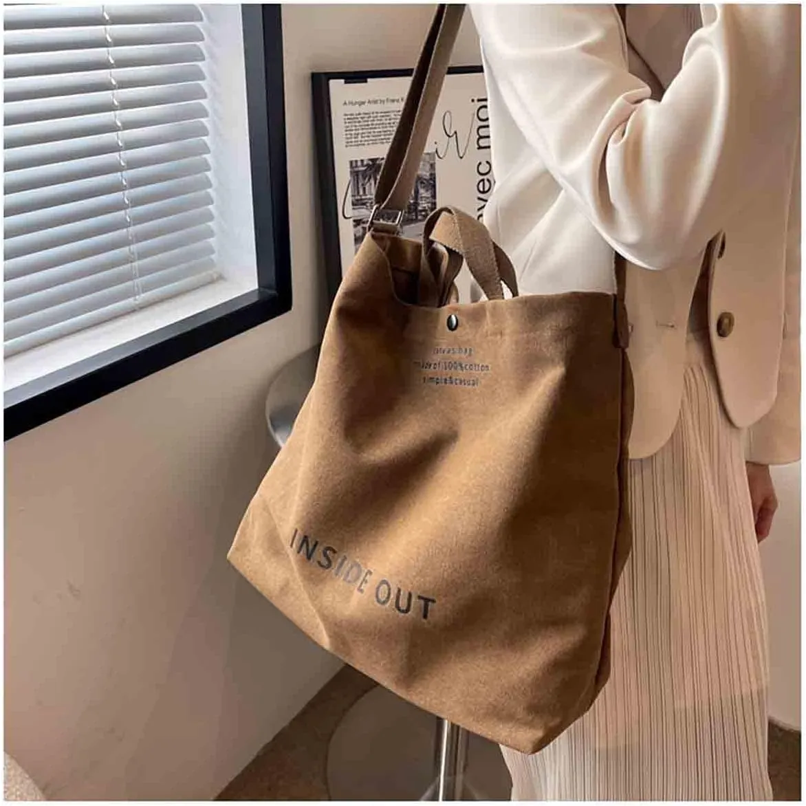 Sumleno Women Large Canvas Tote Handbags Casual Shoulder Work Bag Crossbody Top Handle Vintage Grunge Hobo Bag
