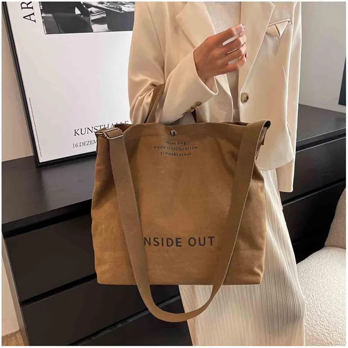 Sumleno Women Large Canvas Tote Handbags Casual Shoulder Work Bag Crossbody Top Handle Vintage Grunge Hobo Bag