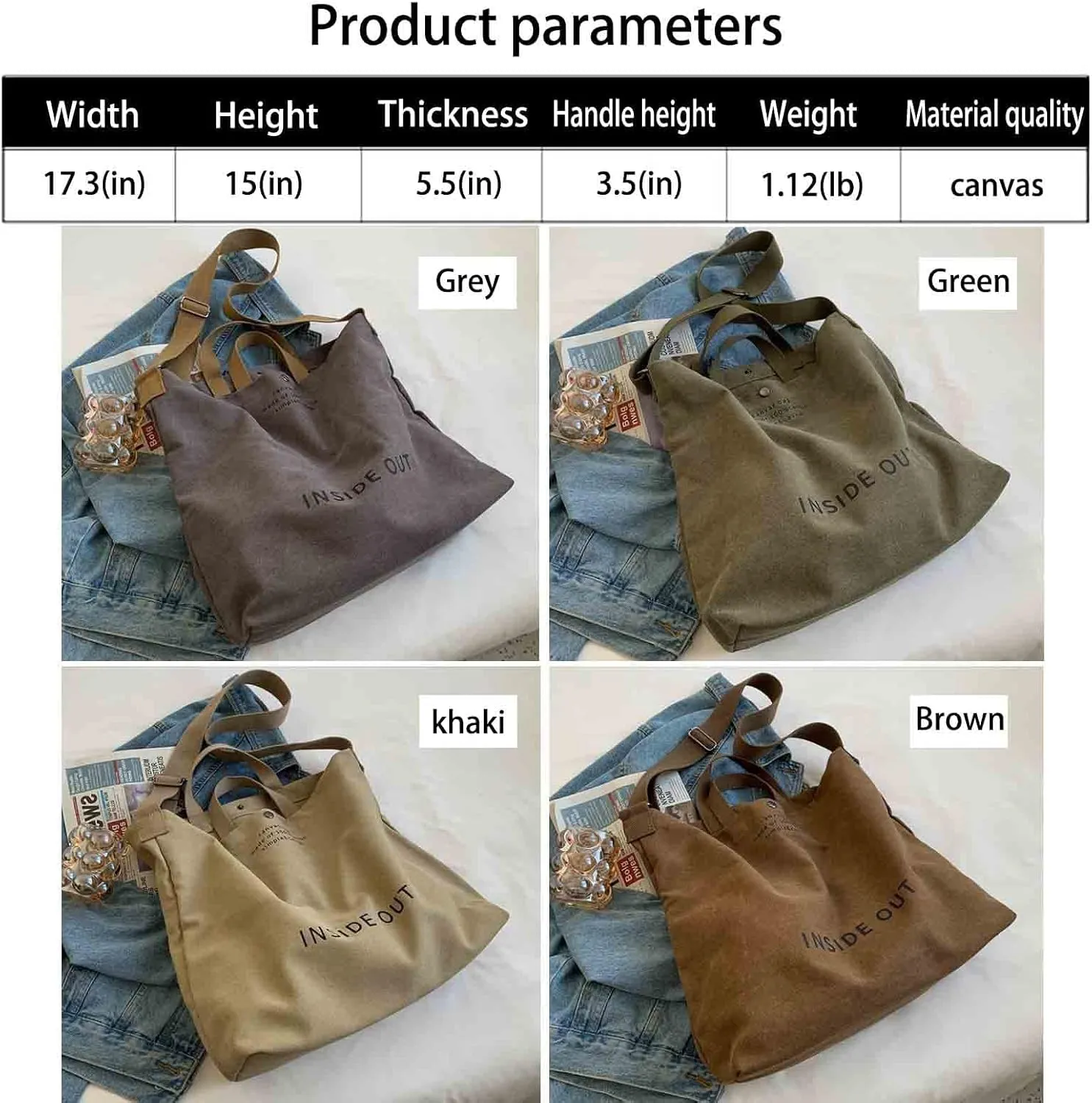 Sumleno Women Large Canvas Tote Handbags Casual Shoulder Work Bag Crossbody Top Handle Vintage Grunge Hobo Bag