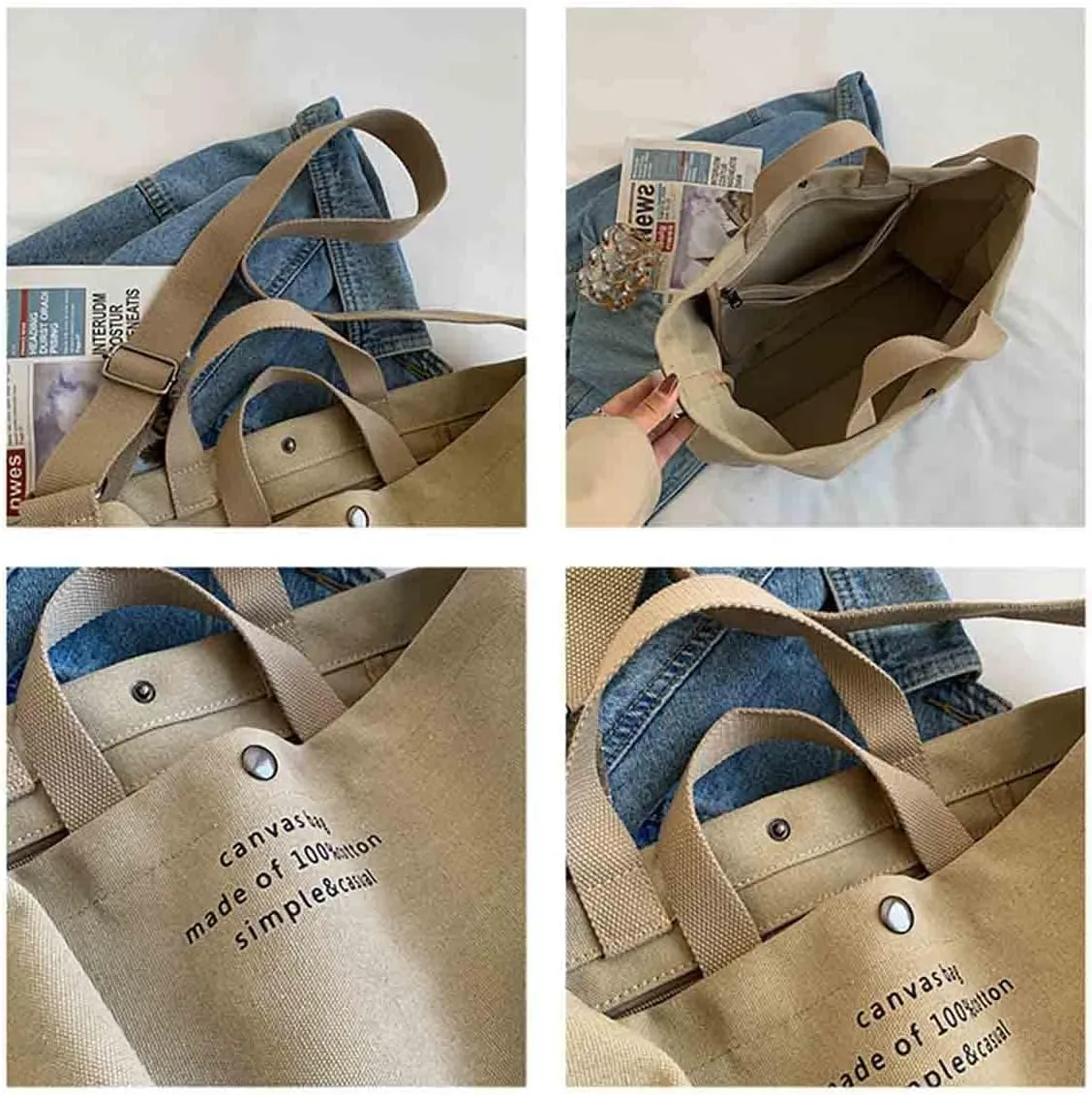 Sumleno Women Large Canvas Tote Handbags Casual Shoulder Work Bag Crossbody Top Handle Vintage Grunge Hobo Bag