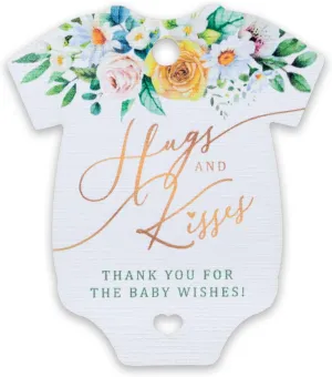 Summer-Ray 50pcs Onesie Hugs & Kisses Floral-Themed Baby Shower Favor Tags (White)