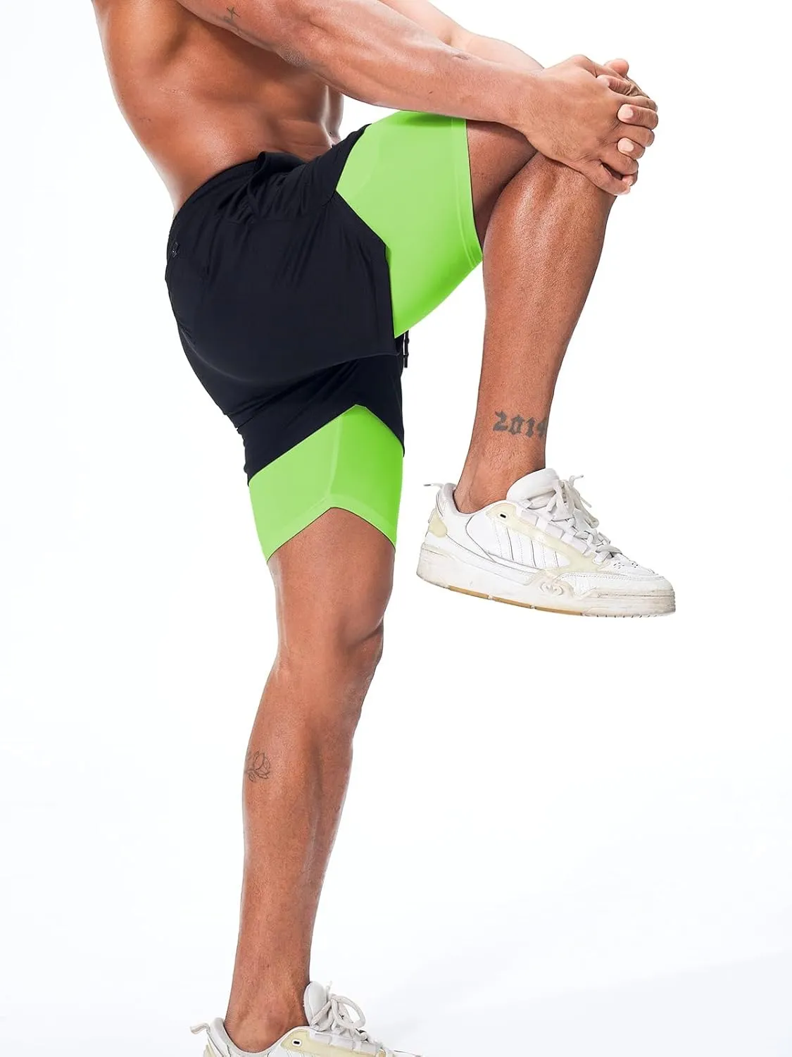 Surenow Men's Running Shorts Quick Dry Workout Gym Shorts Athletic 2-in-1 Stealth Shorts Outdoor Short for Men with Pockets