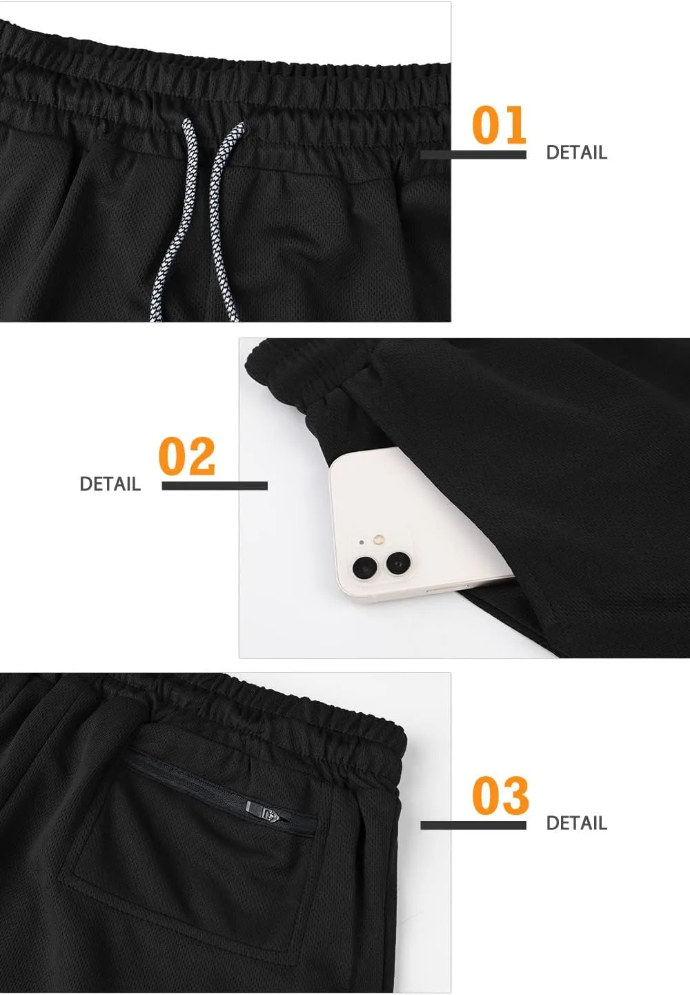 Surenow Men's Running Shorts Quick Dry Workout Gym Shorts Athletic 2-in-1 Stealth Shorts Outdoor Short for Men with Pockets