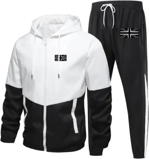 Sweatsuits for Men Flag Printed Full Zipper Long Sleeve Hoodies Jogging Pants Loose Breathable Workout Sport Clothes