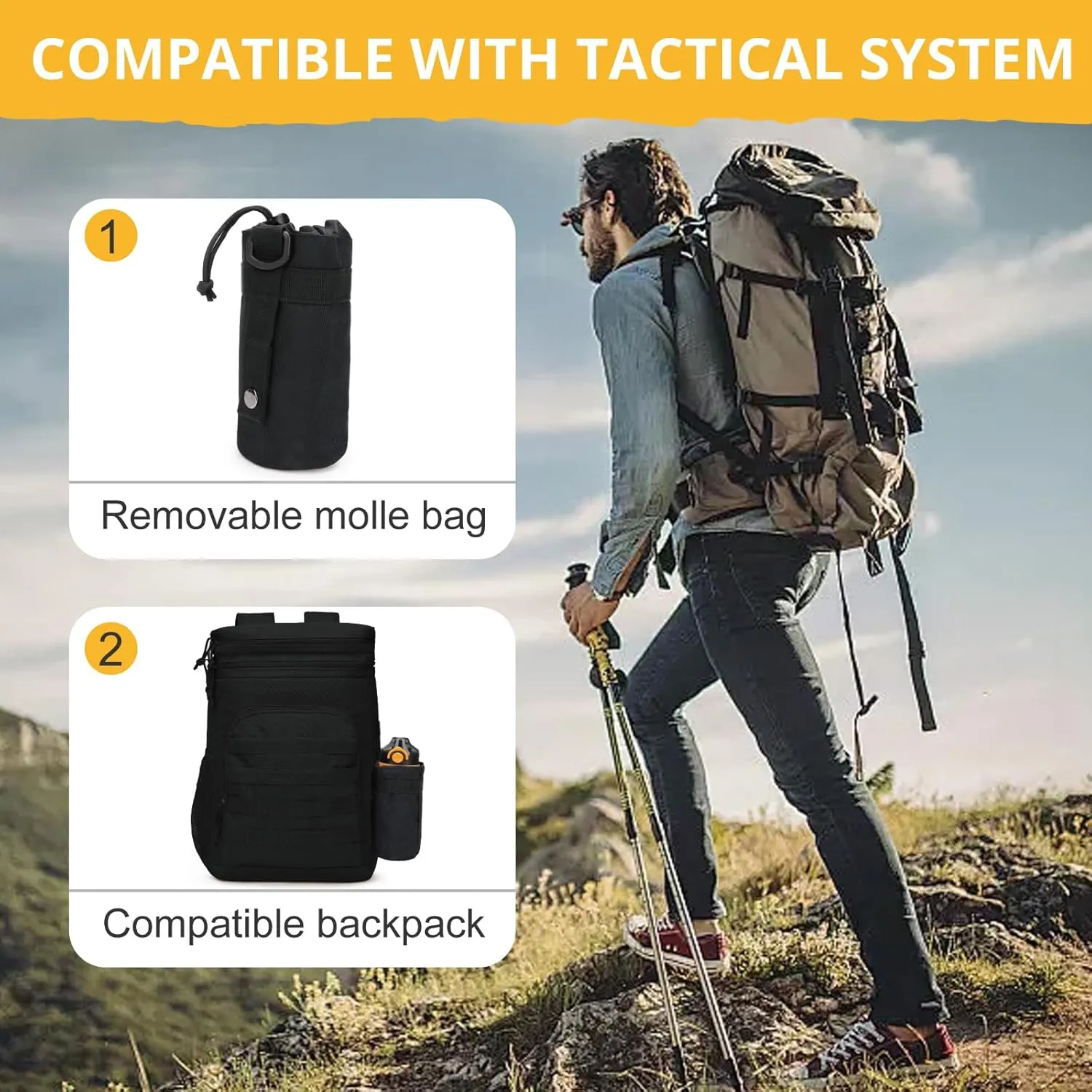 Tactical Reusable Lunch Bag for Men/Women - Insulated Lunch Box Leakproof Lunch Pail Freezable with Adjustable Shoulder Strap,Lunch Cooler Bag for Work Office Picnic Beach，Black