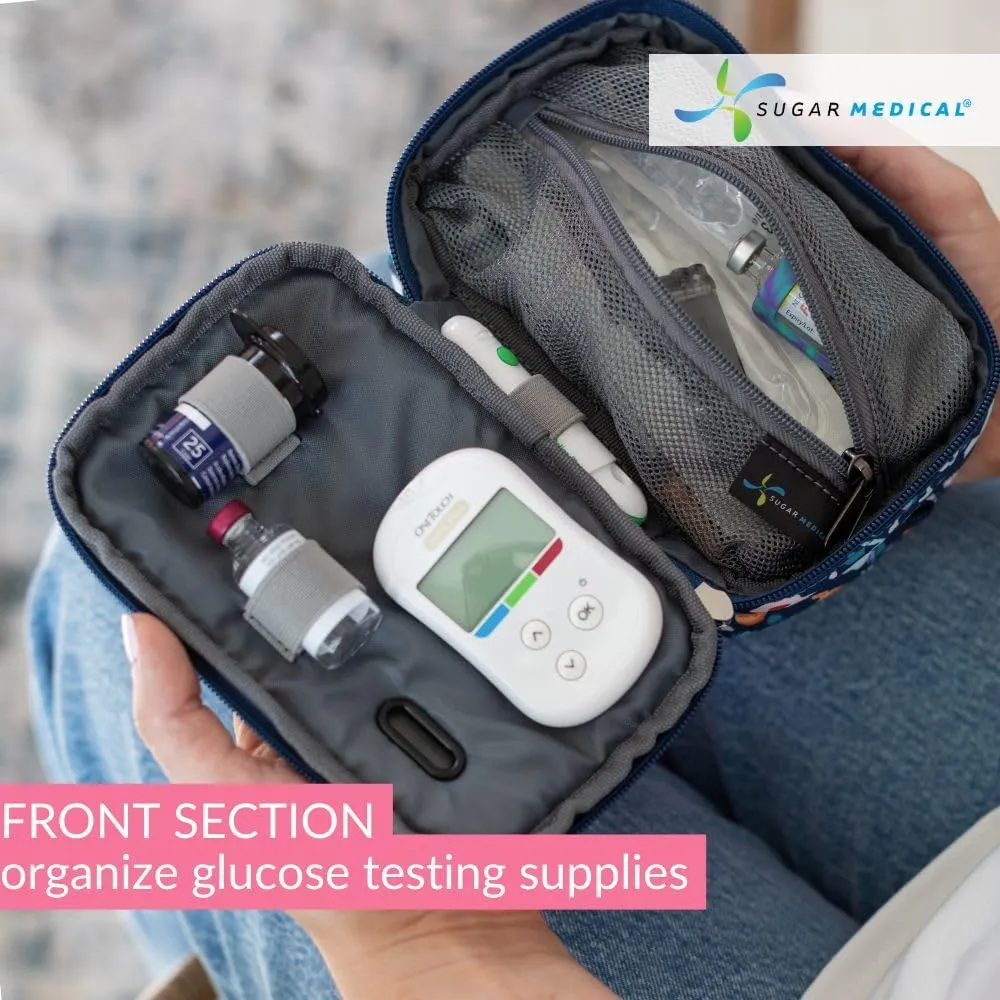 Tandem Diabetes Supply Case with insulated pocket. Organize your t:slim X2 insulin pump supplies. Fits: infusion site, dexcom inserter, glucose meter, lancet, test strips, insulin and more. (Hannah)