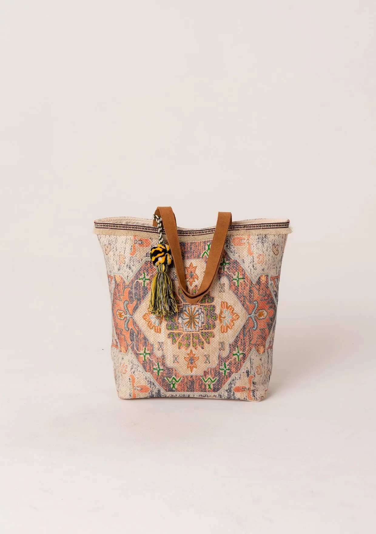 Tapestry Printed Embroidered Tassel Tote Bag