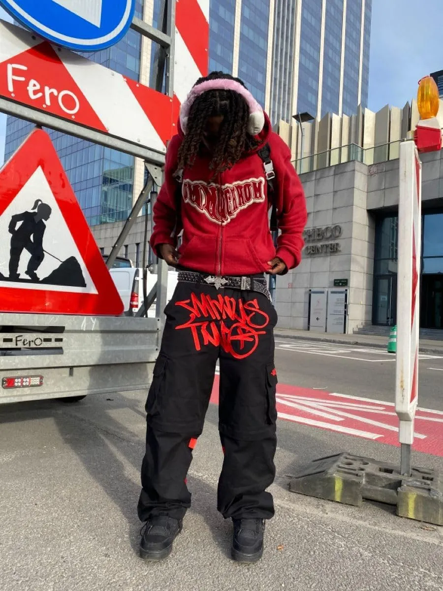 Tcpbgcd Minus Two Retro Printed Baggy Pants Minus Two Cargo Pants Hip Hop Streetwear Loose Joggers Trousers