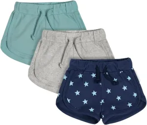 Teach Leanbh Toddler Baby Boys Girls 3 Pack Athletic Shorts Cotton Soild Color Printing with Drawstring