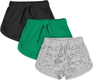 Teach Leanbh Toddler Baby Boys Girls 3 Pack Athletic Shorts Cotton Soild Color Printing with Drawstring