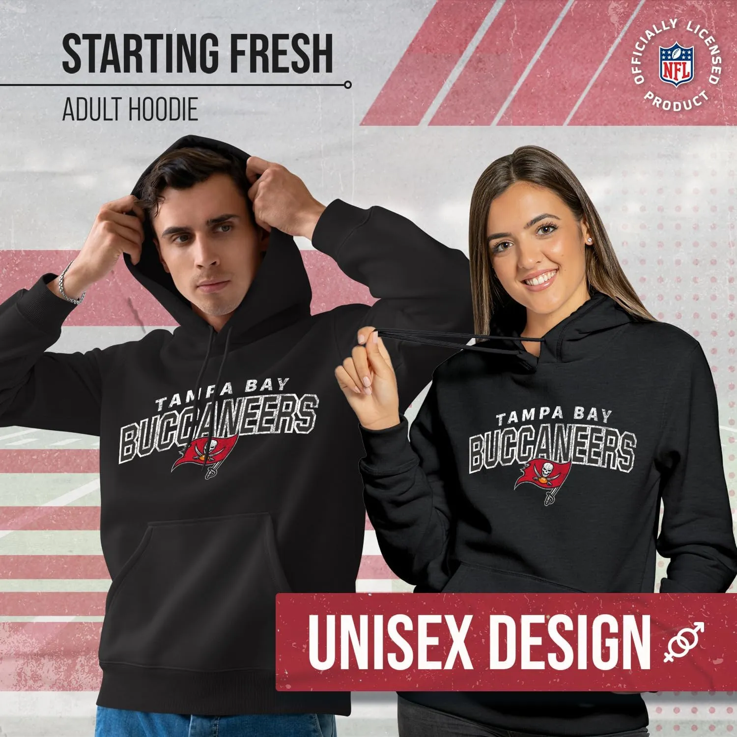 Team Fan Apparel NFL Adult Unisex Starting Fresh Ultra Soft Fleece Hooded Sweatshirt, Heathered Football Hoodie