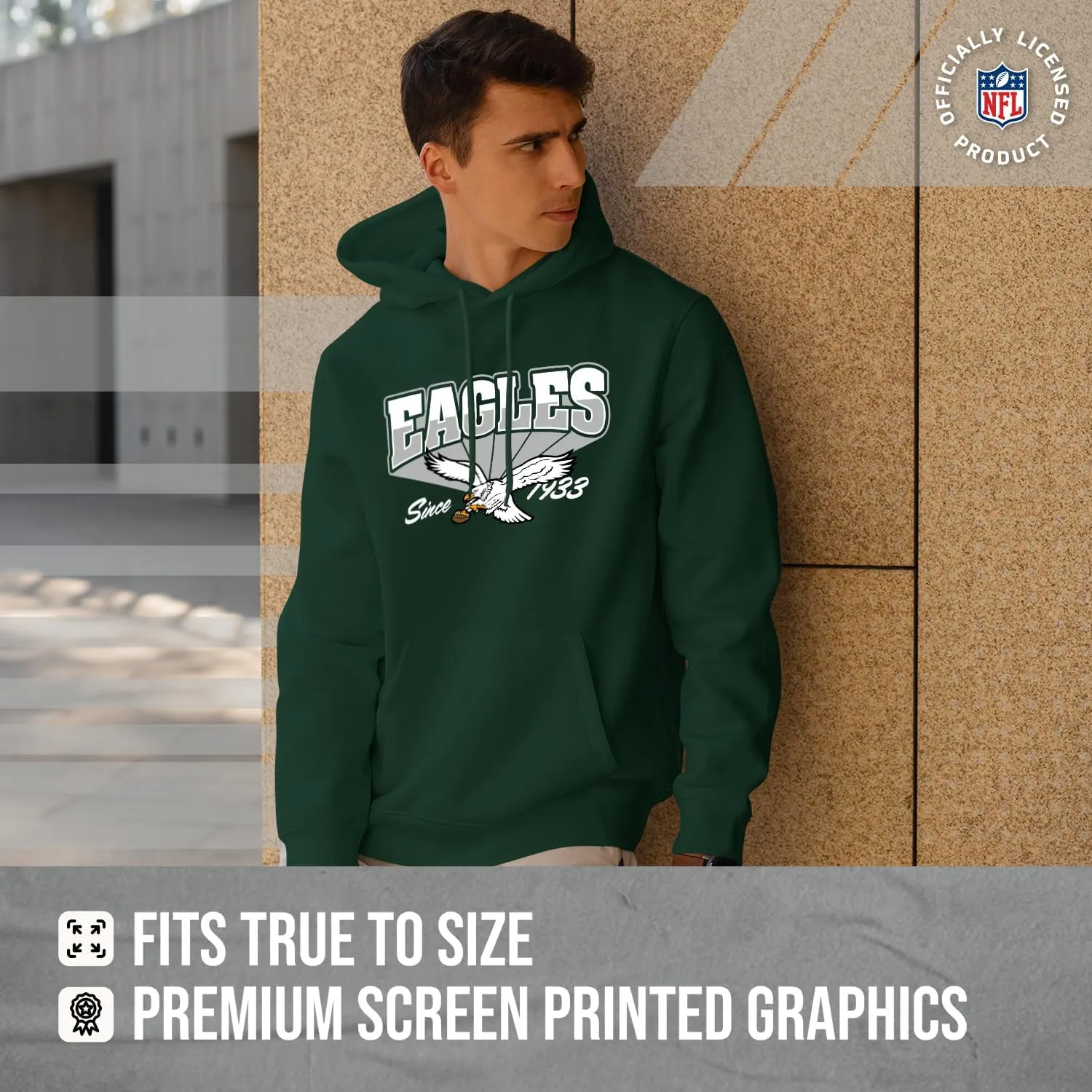 Team Fan Apparel NFL Adult Unisex Vintage Block Ultra Soft Fleece Hooded Sweatshirt, Officially Licensed Football Performance