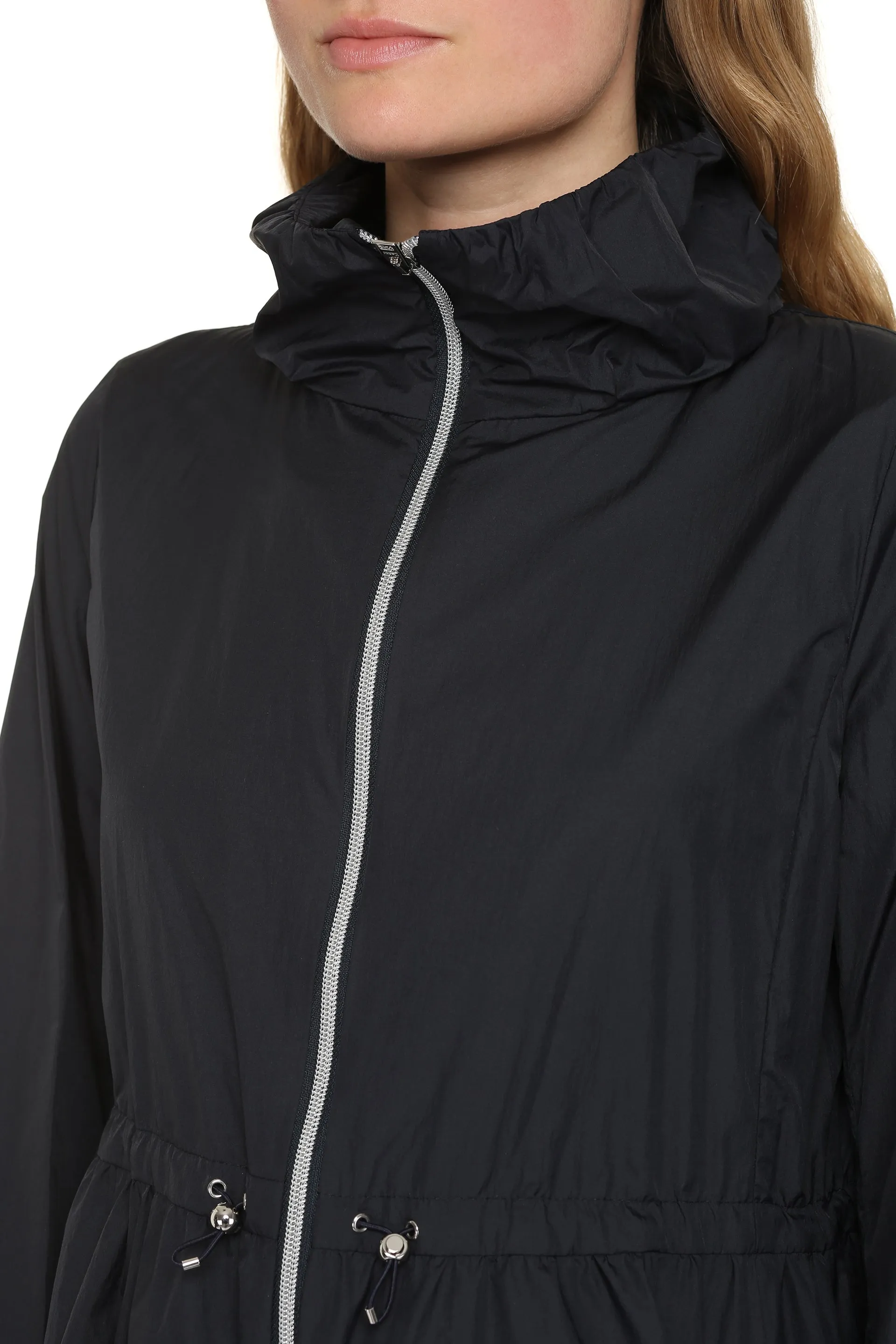 Techno fabric trench coat