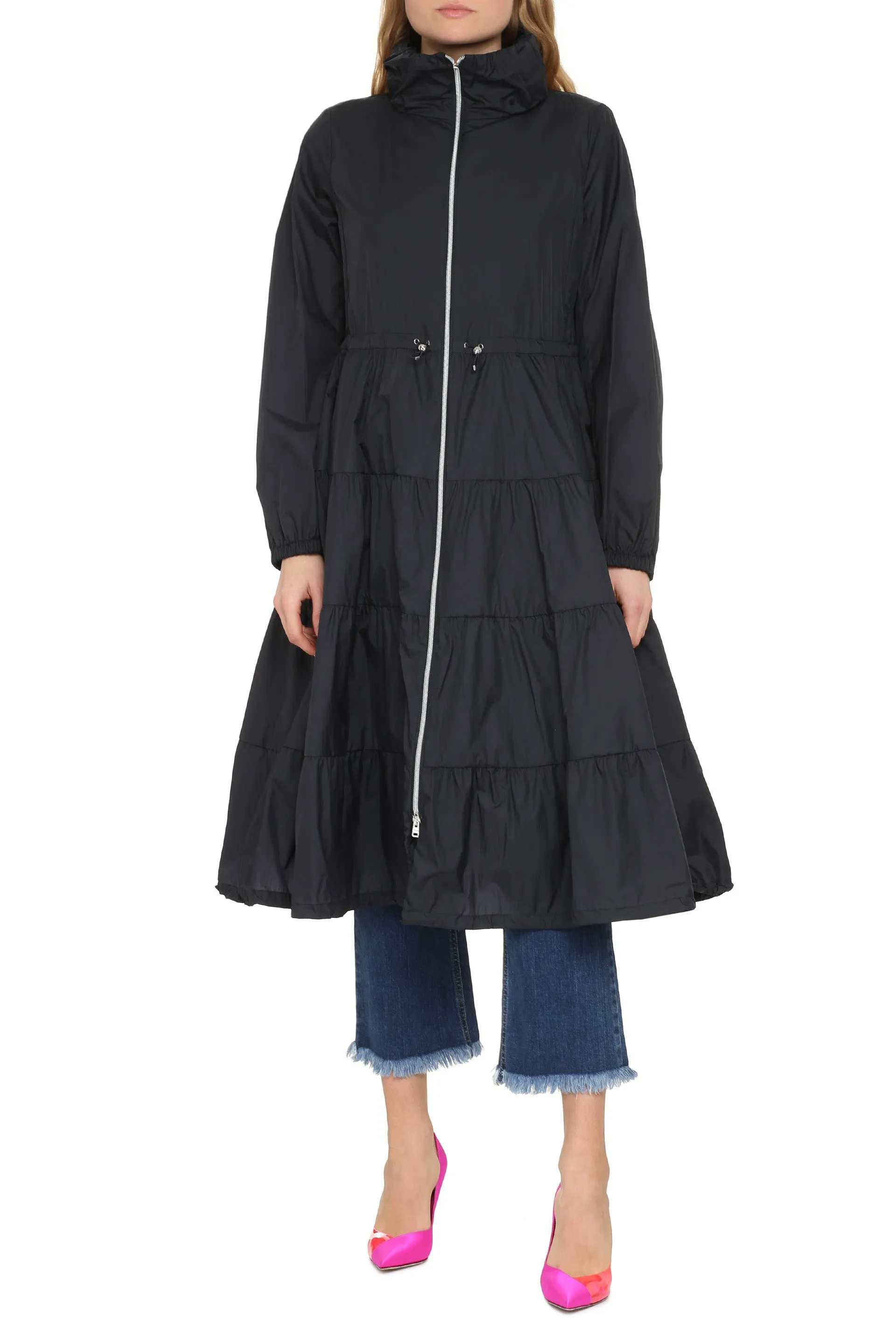 Techno fabric trench coat