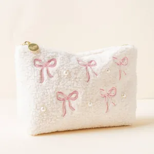 Teddy Pouch-Bows Pink