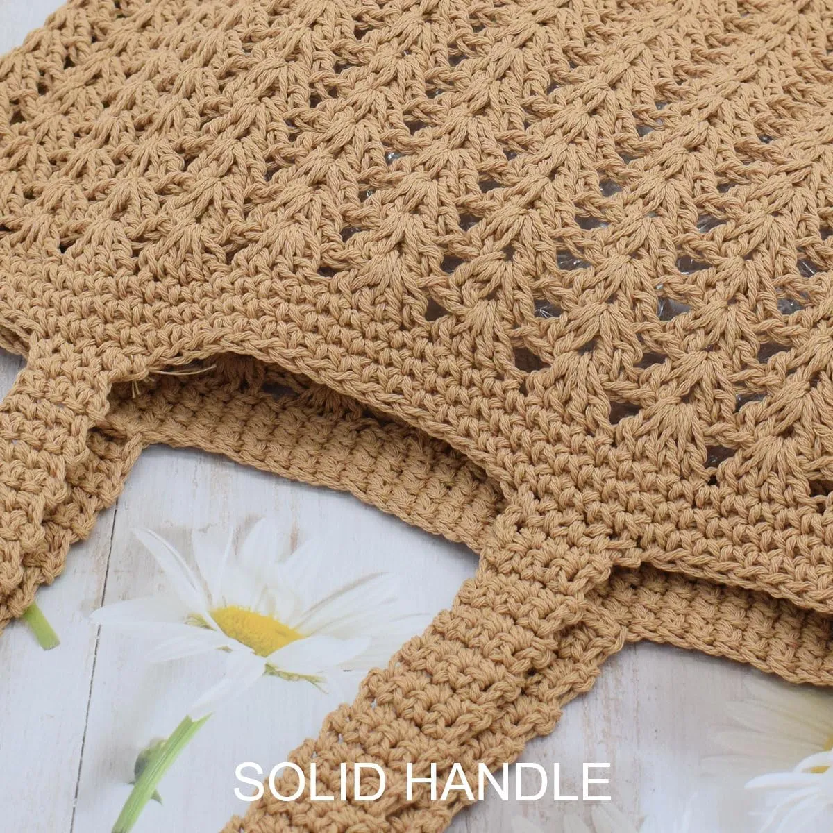 TeeYee Boho Crochet Summer Handbag Handmade Cotton Rope Knit Shoulder Bags for Women Bohemia Tote for Travel