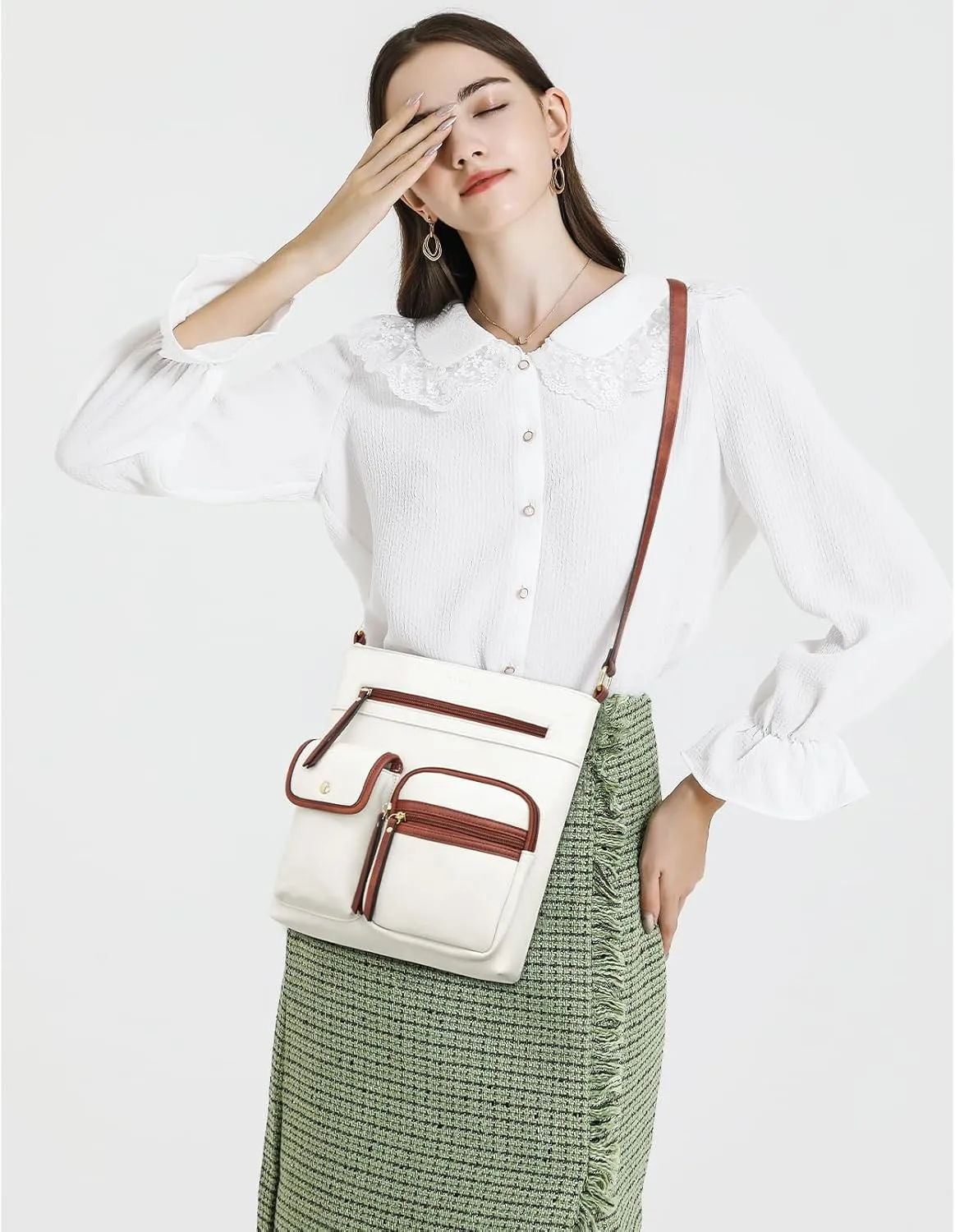 Telena Crossbody Purses for Women Medium PU Leather Shoulder Bag with Multi Pocket for Women