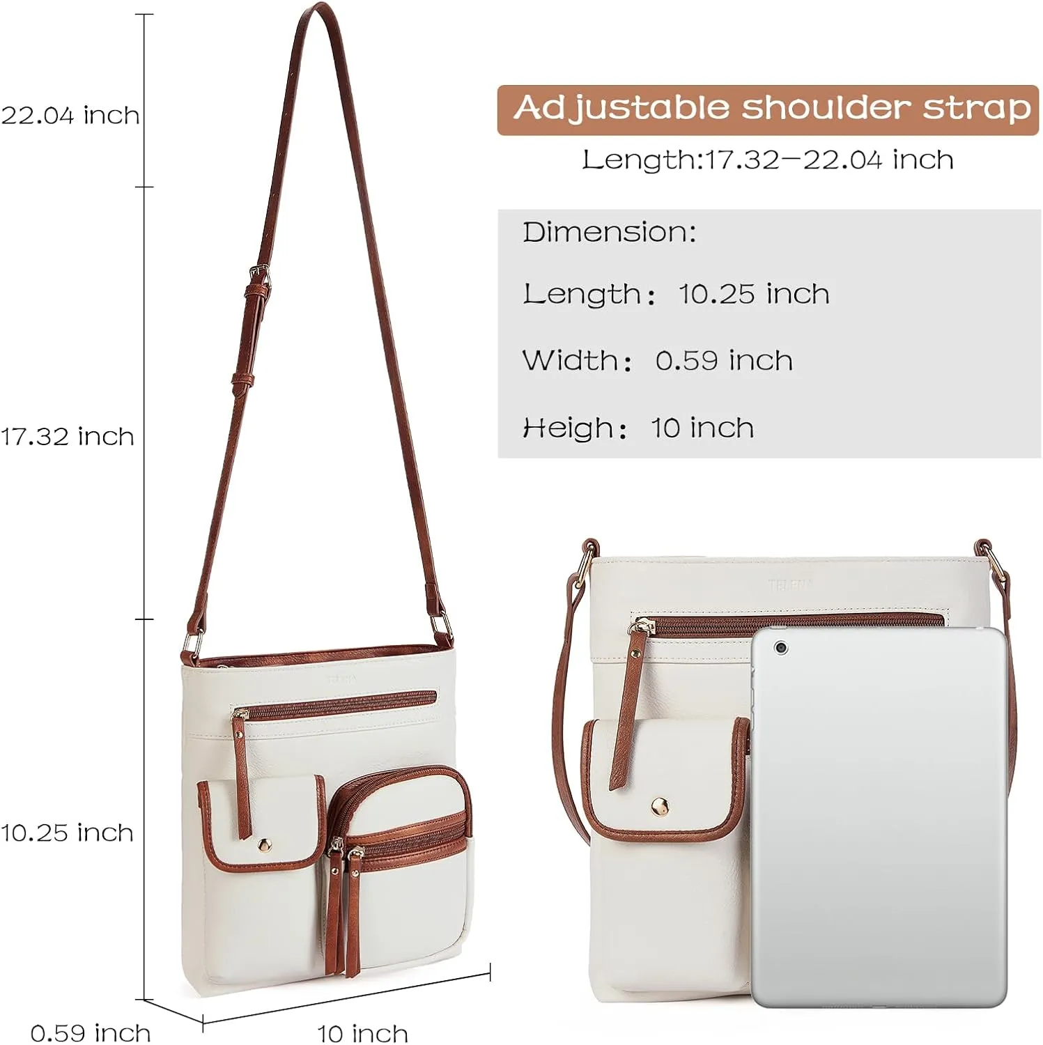 Telena Crossbody Purses for Women Medium PU Leather Shoulder Bag with Multi Pocket for Women