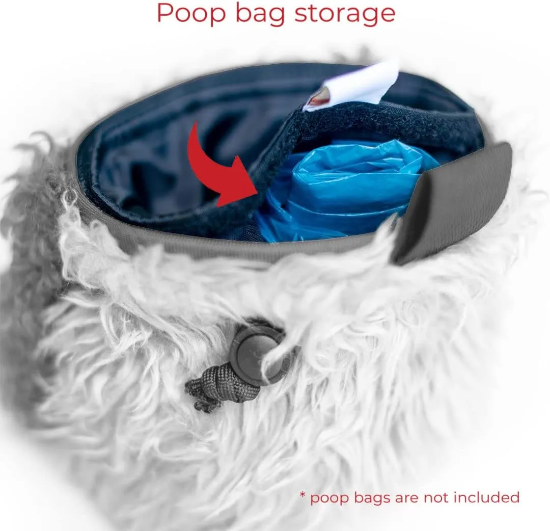 Tequila&Bones Dog Treat Bag Training Pouch, Hands-Free Dog Treat Pouch, Dog Walking Pouch, Waist Bag | Washable Inner Bag | with Belt, Clip & Drawstring Closure (Chase)
