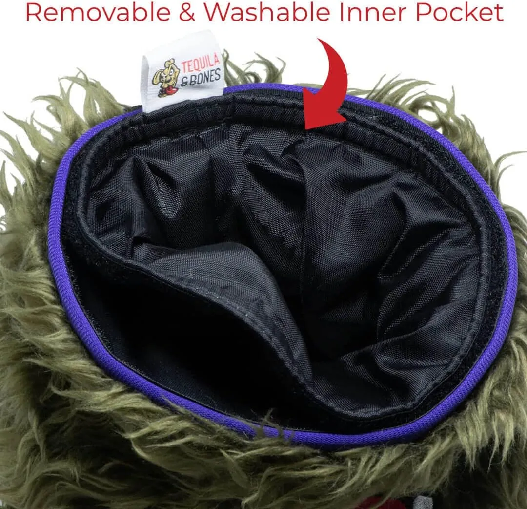 Tequila&Bones Dog Treat Bag Training Pouch, Hands-Free Dog Treat Pouch, Dog Walking Pouch, Waist Bag | Washable Inner Bag | with Belt, Clip & Drawstring Closure (Chase)