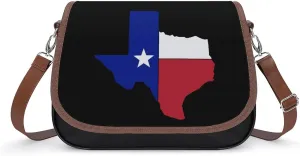 Texas Flag Map Trendy Crossbody Bags Purses for Women Casual Shoulder Handbags with Adjustable Wide Strap