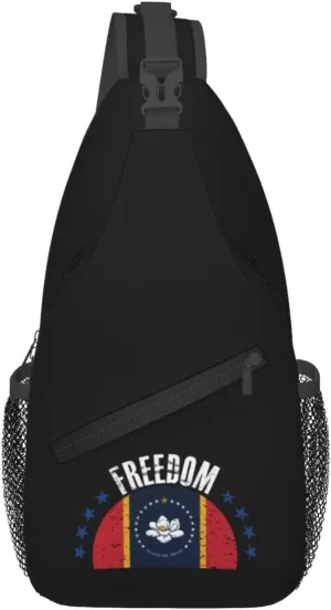 The Mississippi Flag And Freedom Crossbody Bags For Women Men Chest Backpack Gym Shoulder Bag Travel Outdoor Sports Casual Crossbody Bags