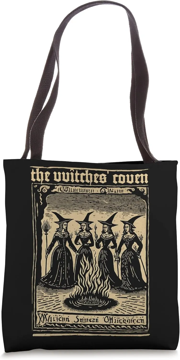 The Witches Coven Vintage Witchcraft 1720 Woodcut Imagery Tote Bag