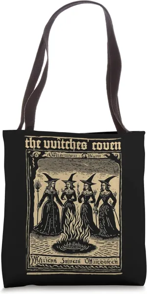 The Witches Coven Vintage Witchcraft 1720 Woodcut Imagery Tote Bag