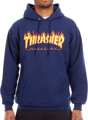 Thrasher Flame Logo Hoodie Navy Small