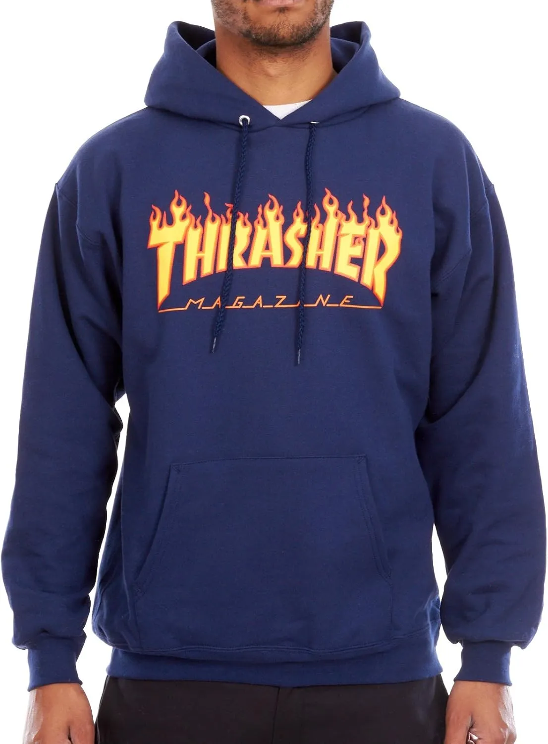 Thrasher Flame Logo Hoodie Navy Small
