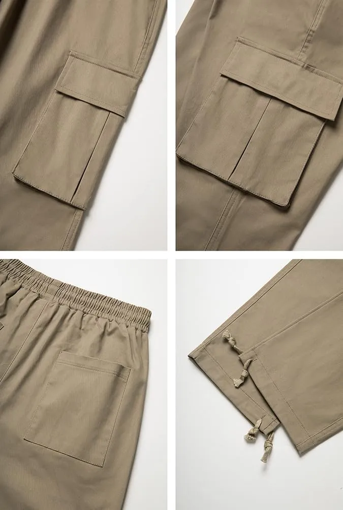 THWEI Mens Cargo Pants Casual Joggers Athletic Pants Cotton Loose Straight Sweatpants