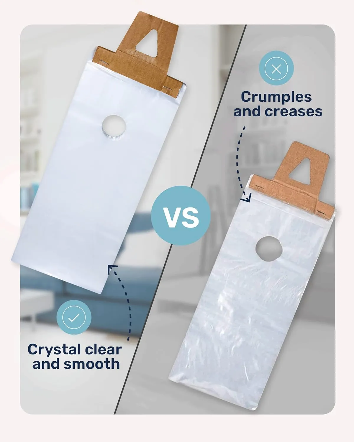 TidyFriend Door Hanger Bags 6” x 12” (300 Pack), Clear Door Hanger Bags Protects Flyers, Brochures, Notices, Printed Materials, Waterproof and Secure