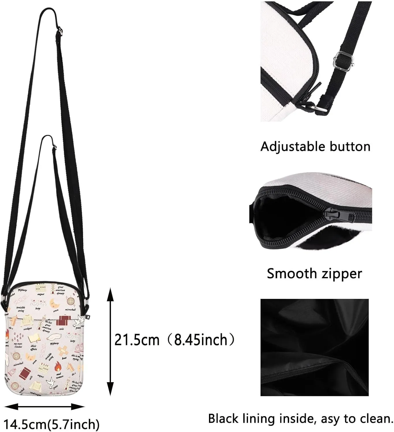 TOBGBE Album Inspired Gift Singer Fan Gifts All Album Name Crossbody Bag Singer Merchandise Music Lover Tote Bag