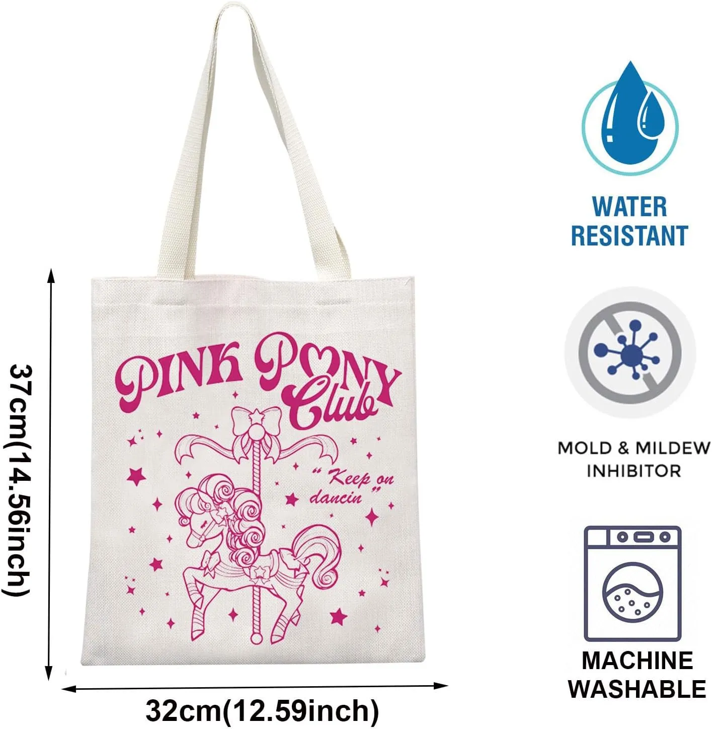 TOBGBE Singer Music Lover Gift Midwest Princess Pink P Club Shopping Bag Singer Fan Lyrics Music Concert Merch