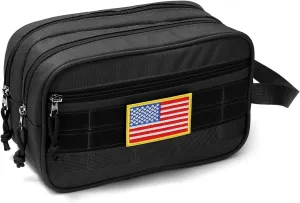 Toiletry Bag for Men Travel Bag, Three Layer Dry Wet Separate Travel Toiletry Bag Large Capacity Water-Resistant Shaving Bag Molle Dopp Kit for Men Women(Black)