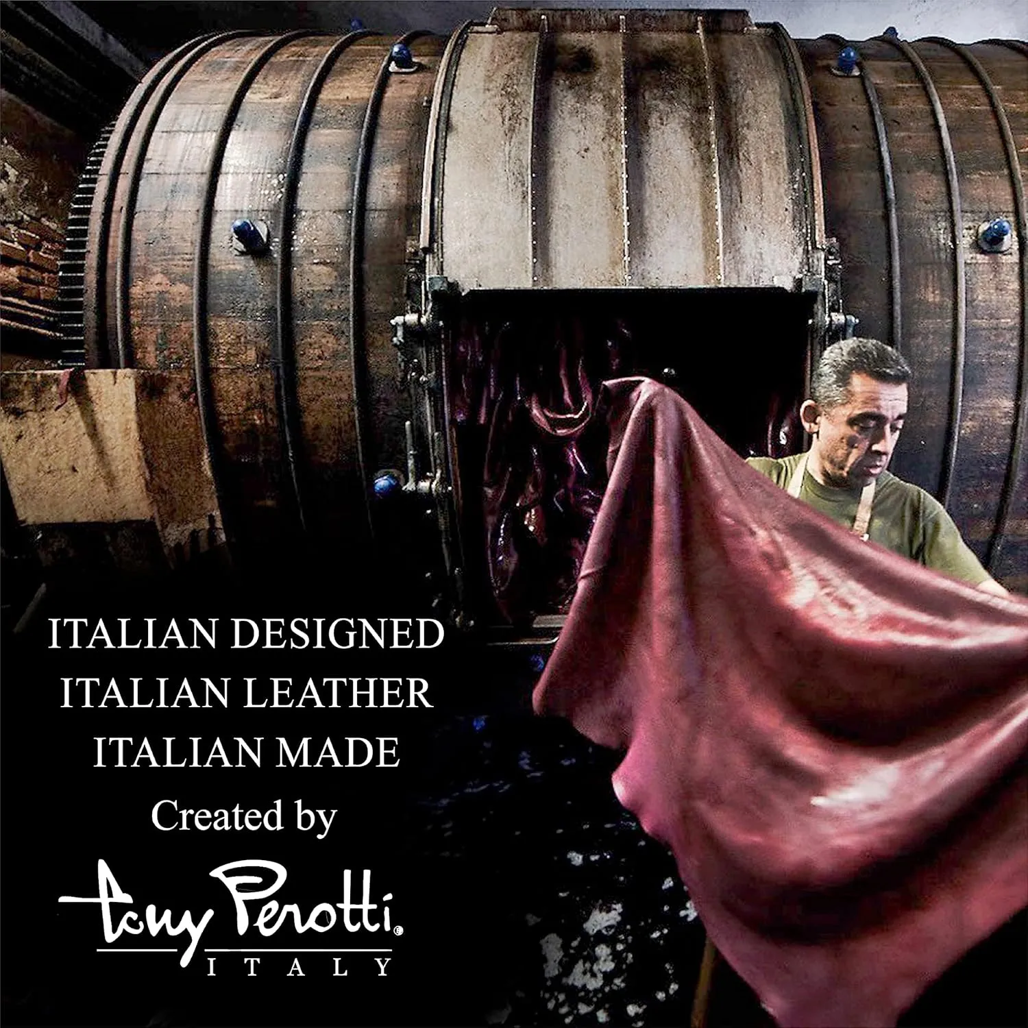 Tony Perotti Lorenzo 14.5" Italian Leather Laptop Bag for Men - Leather Computer Briefcase Saddleback Messenger Bag