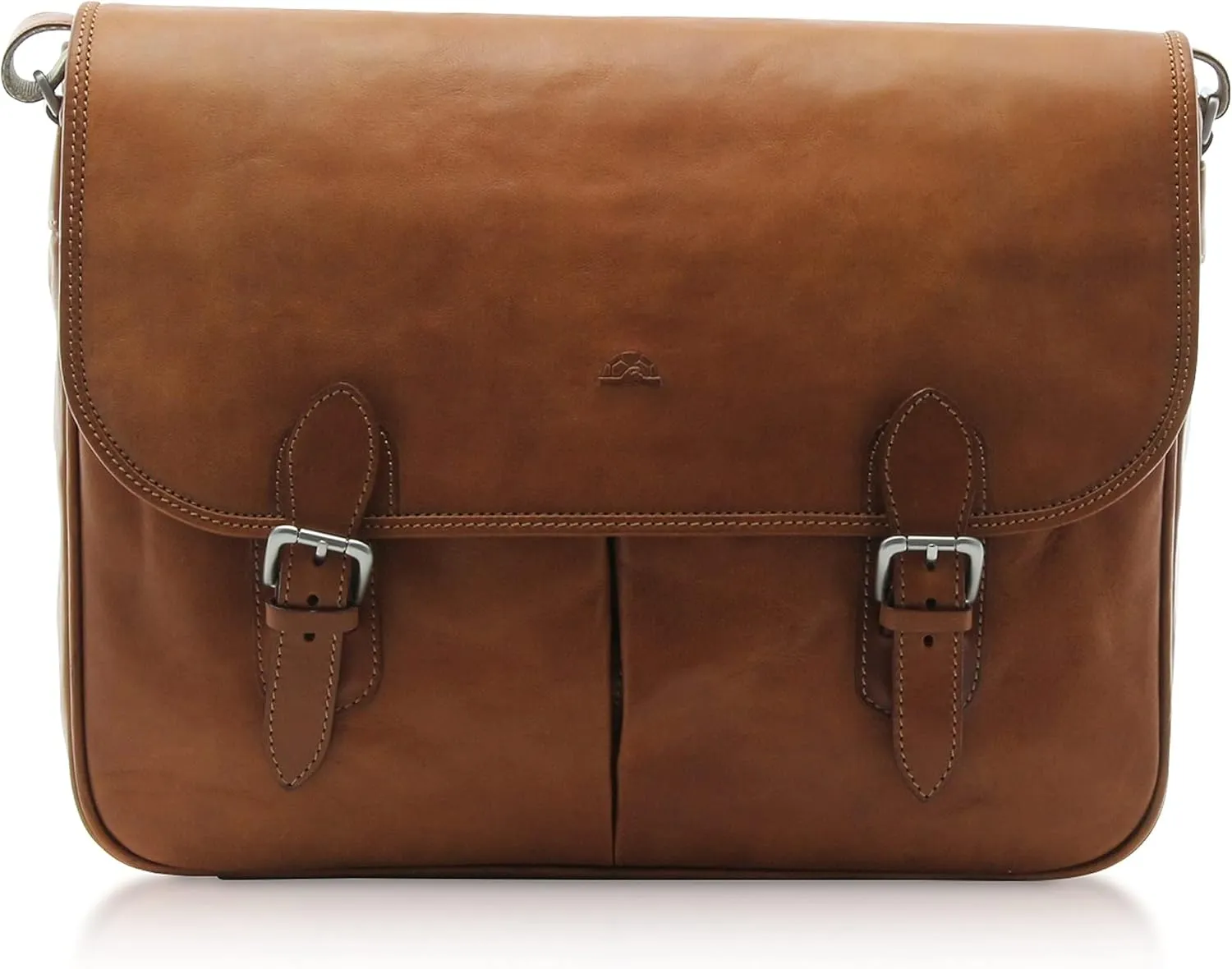 Tony Perotti Lorenzo 14.5" Italian Leather Laptop Bag for Men - Leather Computer Briefcase Saddleback Messenger Bag