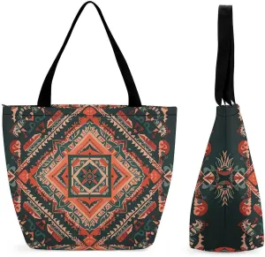 Tote Bag for Women Shoulder Bag Bohemian Mystical Tribal Motifs Handbags for Travel Work Beach Bag Grocery Bag